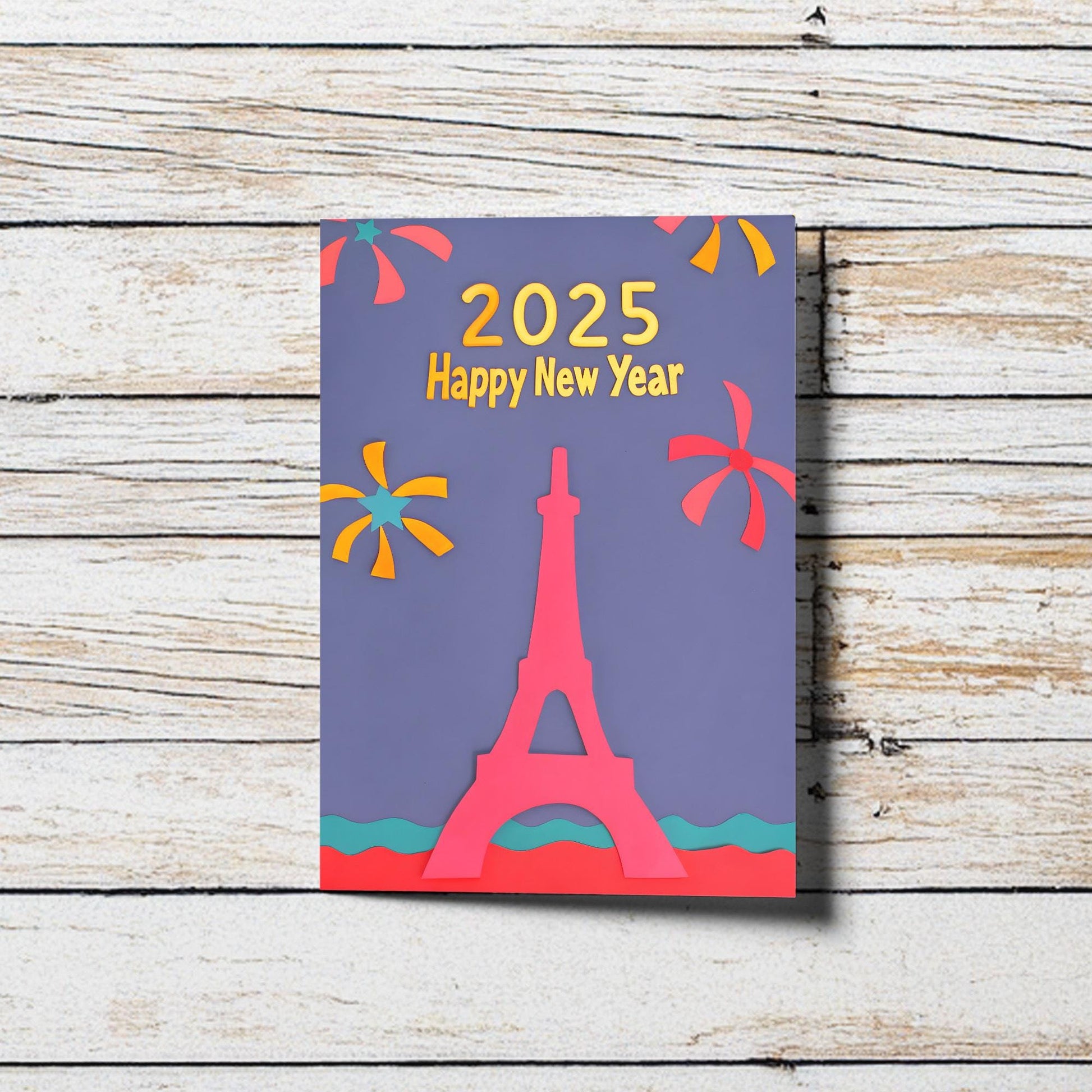 2025 New Year Cards Digital Download - Colorful Paper Cut Designs by George Miller