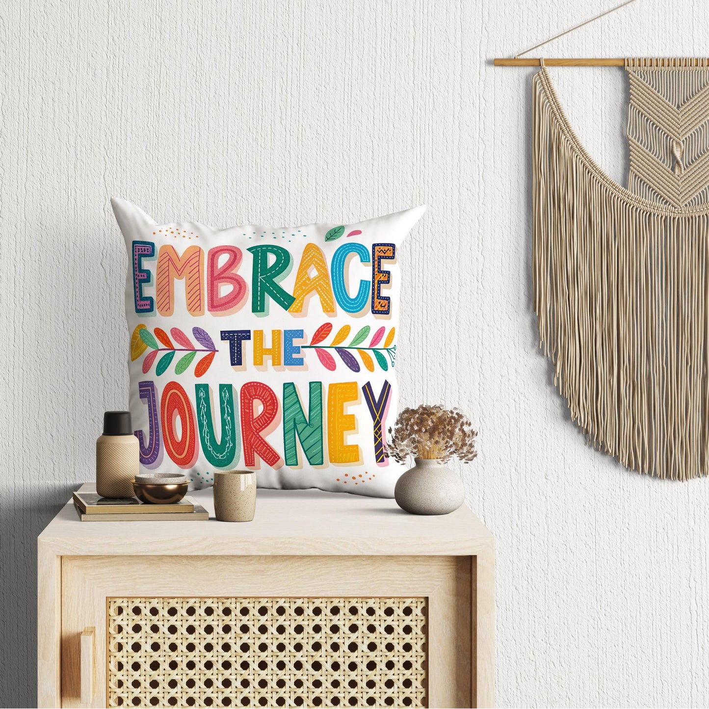 Embrace the Journey Pillow | George Miller Art | Whimsical Inspirational Cushion | Motivational Decor