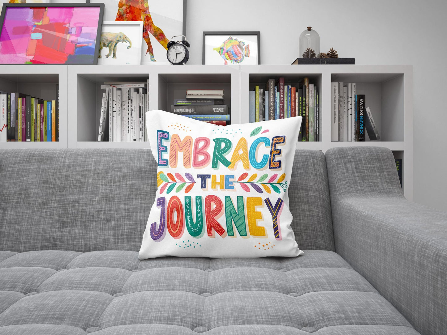 Embrace the Journey Pillow | George Miller Art | Whimsical Inspirational Cushion | Motivational Decor