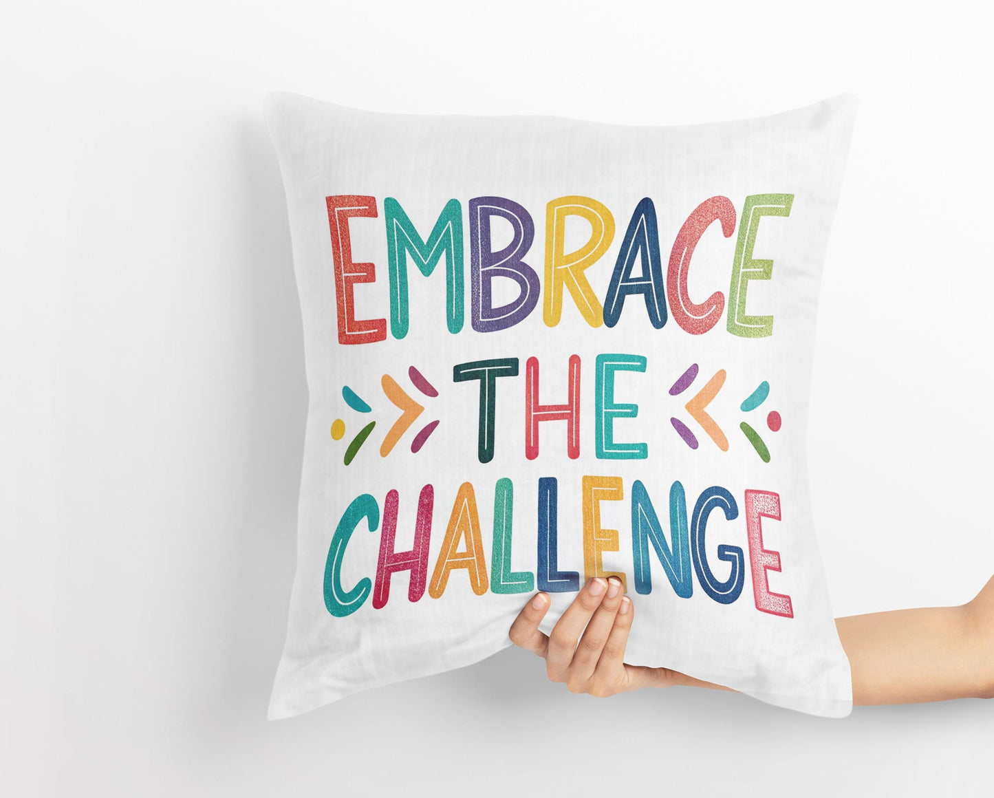 Inspirational Quote Pillow | Embrace the Challenge | George Miller Design | Colorful Home Office Decor