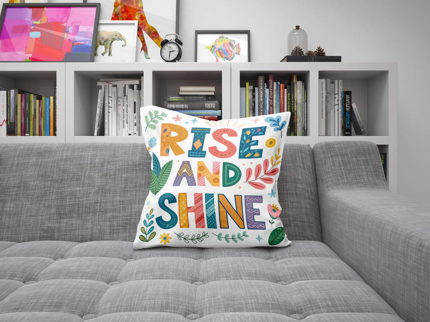 Artistic Inspirational Cushion - Rise and Shine Design - Colorful George Miller Artwork