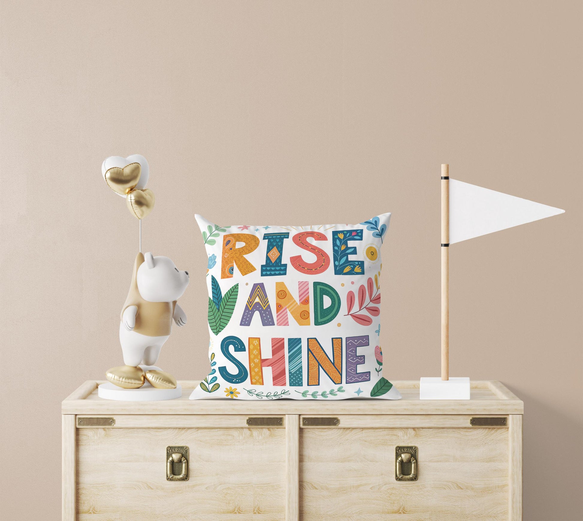 Cheerful Morning Motivation Pillow - Rise and Shine - Colorful Decorative Cushion