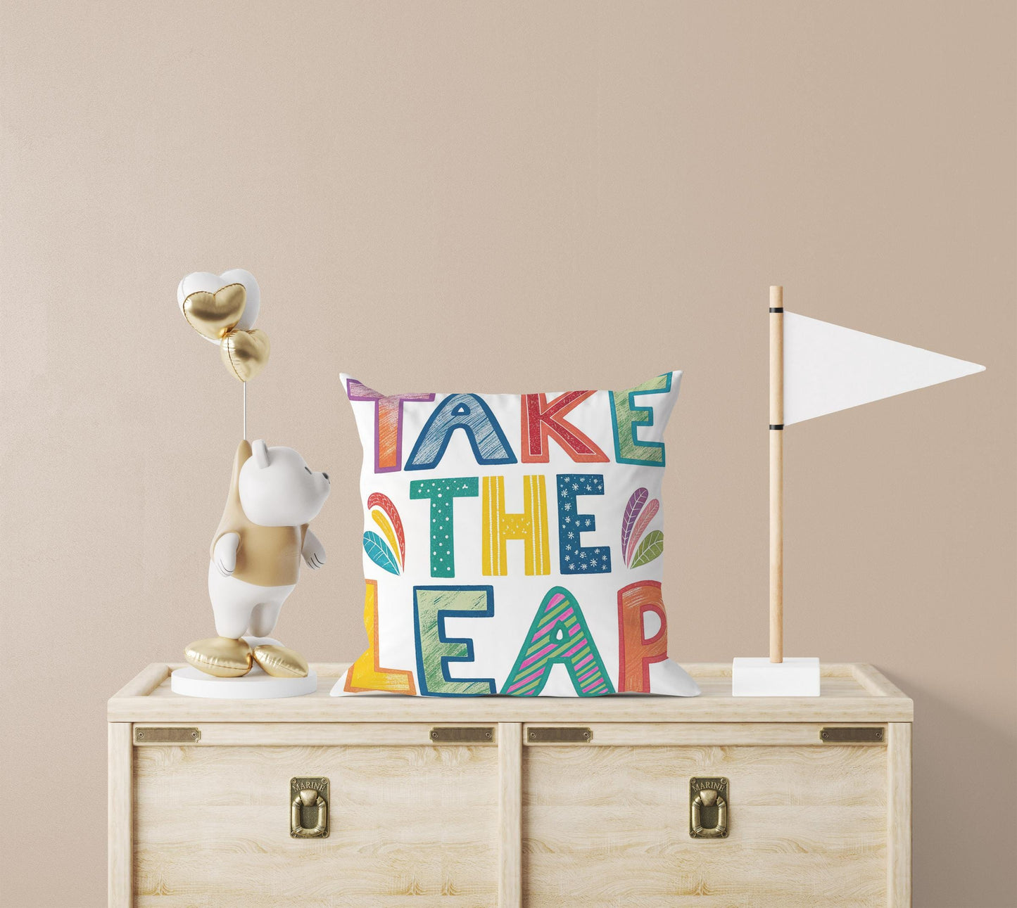 Hand Drawn &#39;Take the Lead&#39; Pillow | Colorful Letters | Encouraging Room Accent