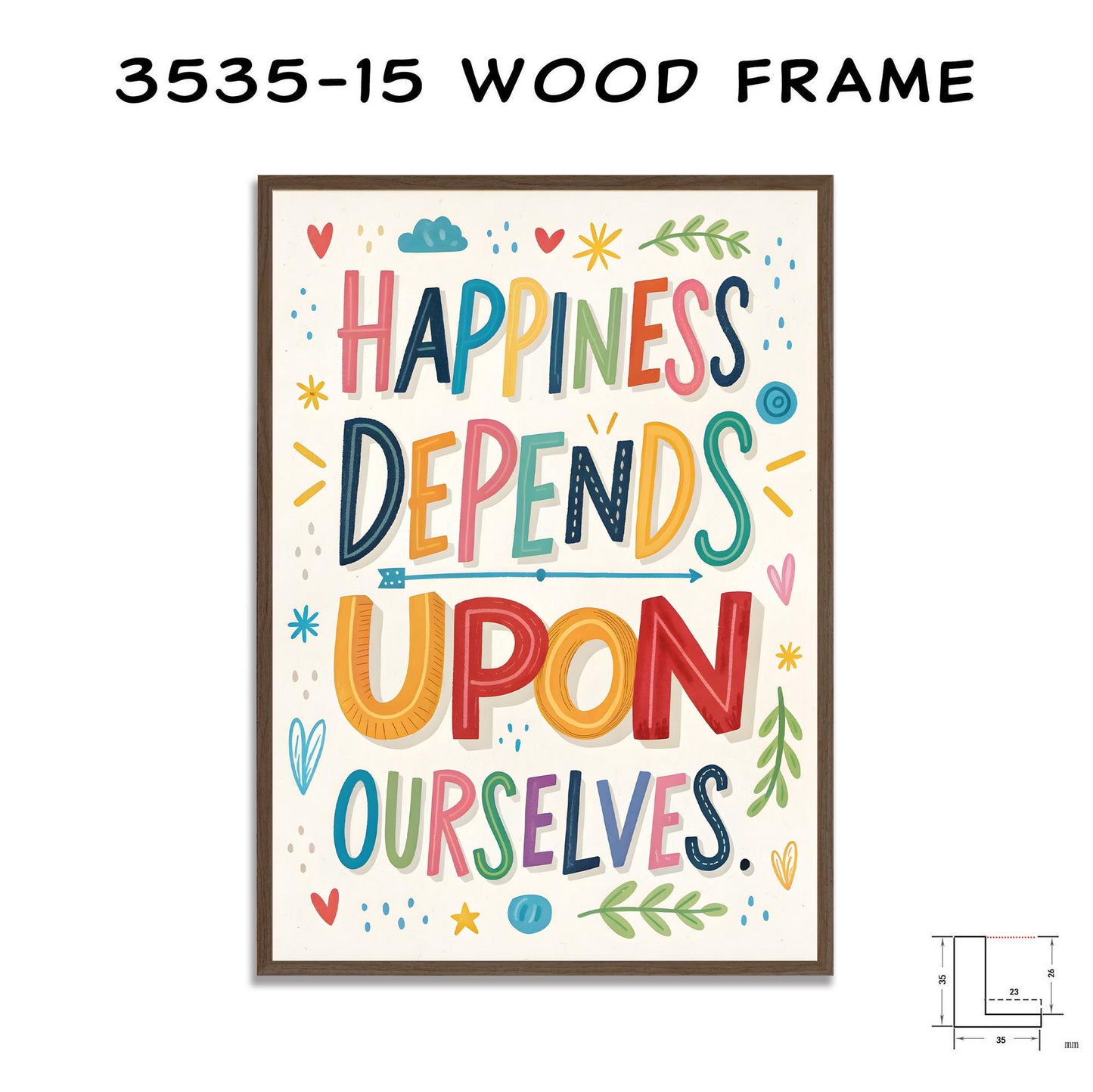 Happiness Quote Wall Art - Colorful Typography Print - George Miller Inspirational Decor