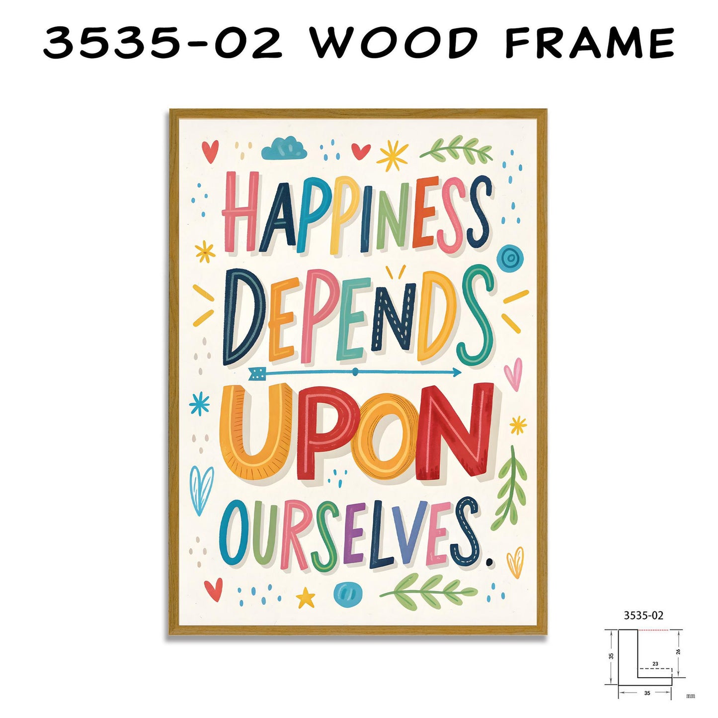 Motivational Digital Download - Happiness Quote - Colorful Typography for Home Office