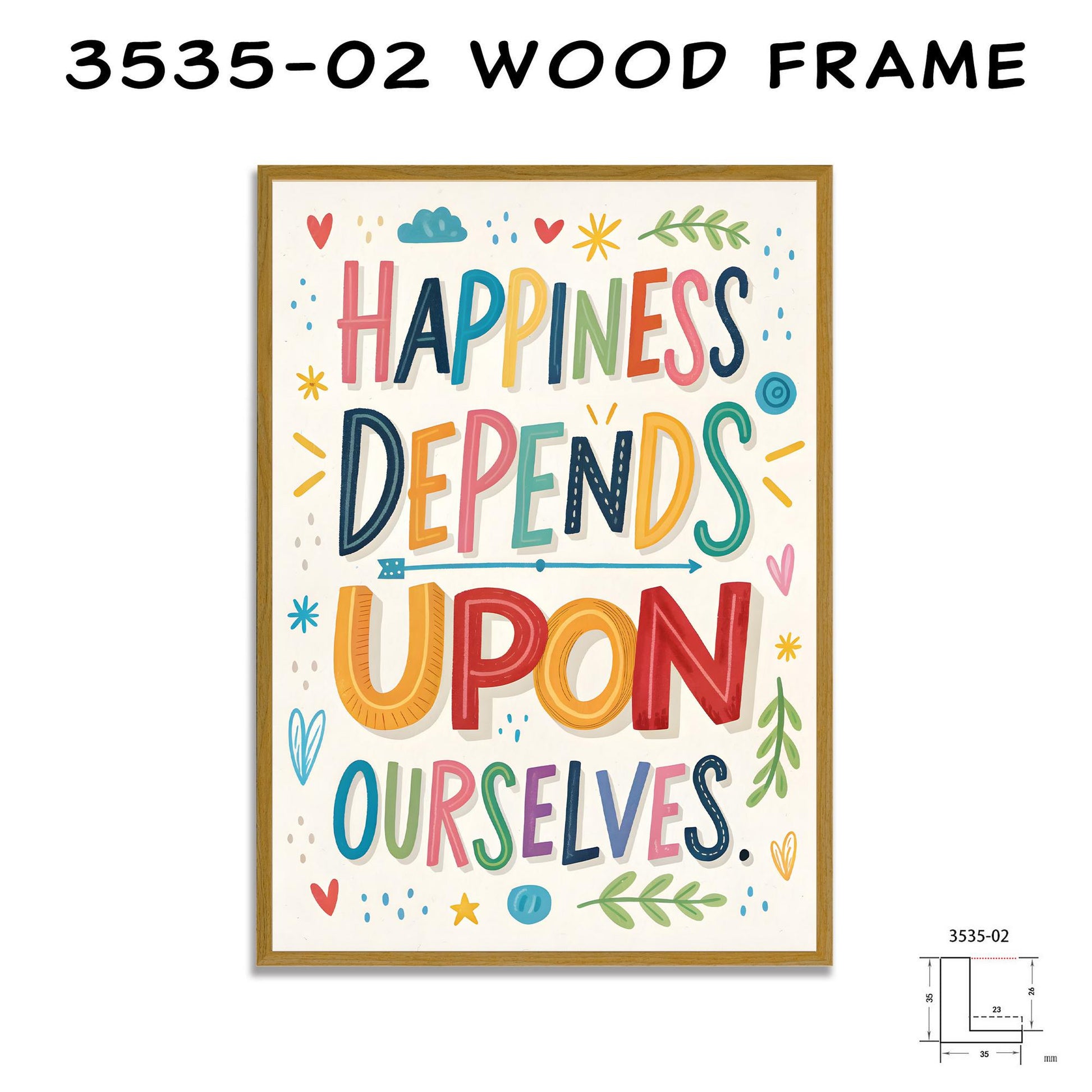 Motivational Digital Download - Happiness Quote - Colorful Typography for Home Office