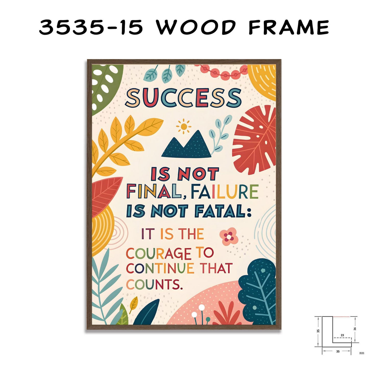 Whimsical Wall Decor - Success and Failure Quote - Colorful Canvas Print for Living Room