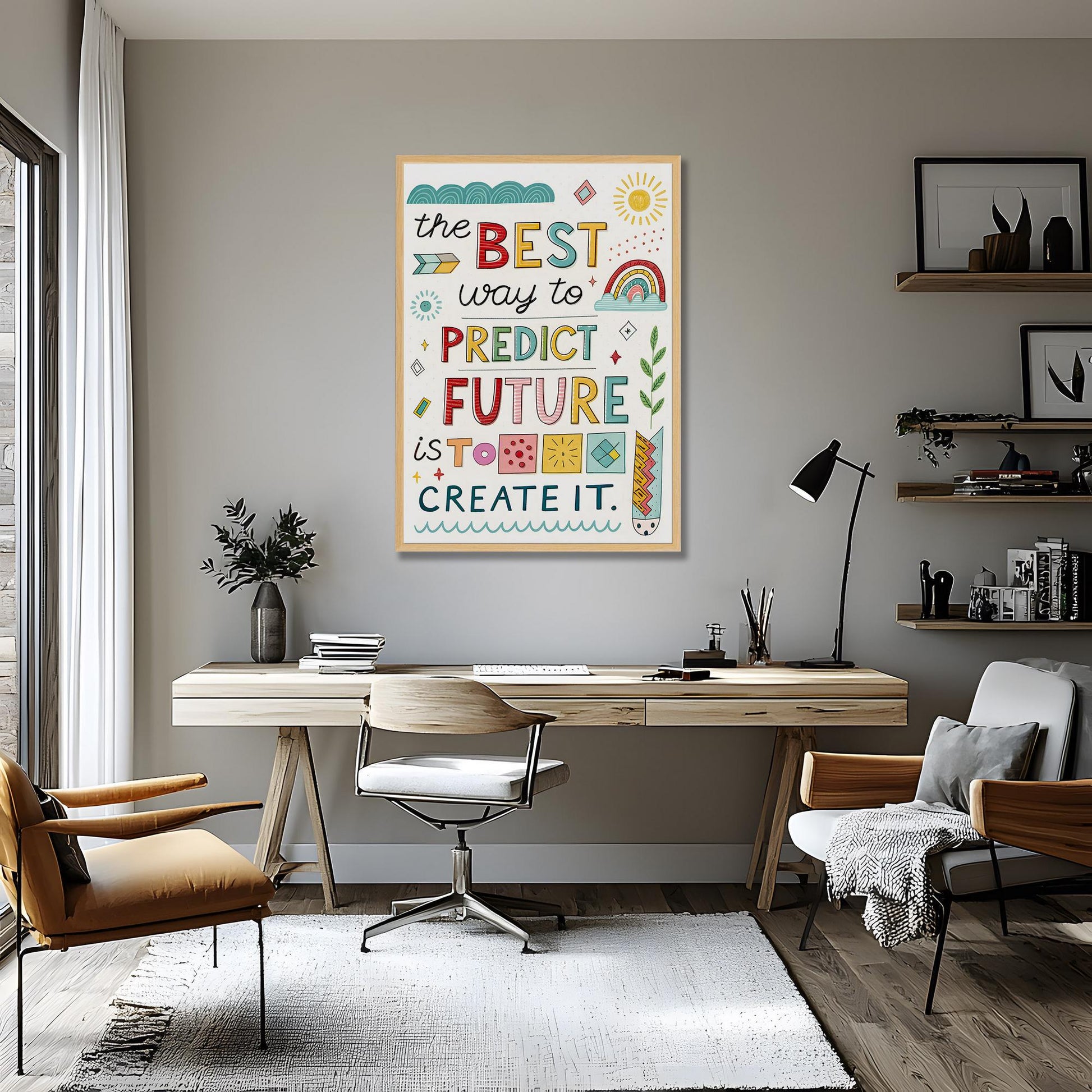 Motivational Wall Art | Future Quote Print | Colorful Typography | Home Office | Digital Download