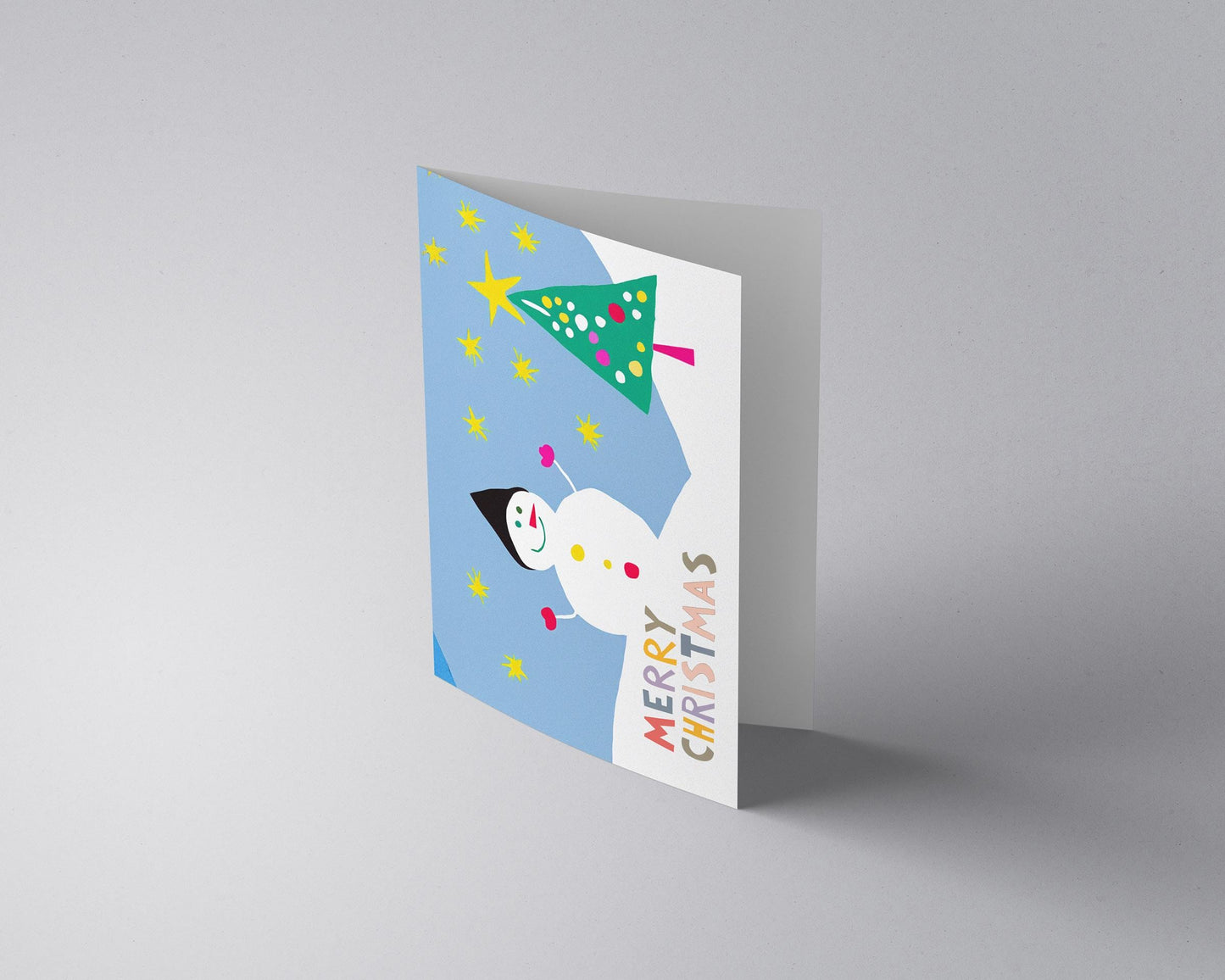 Modern Snowman Christmas Card | Minimalist Holiday Greeting | George Miller Design | Colorful Festive Art Print