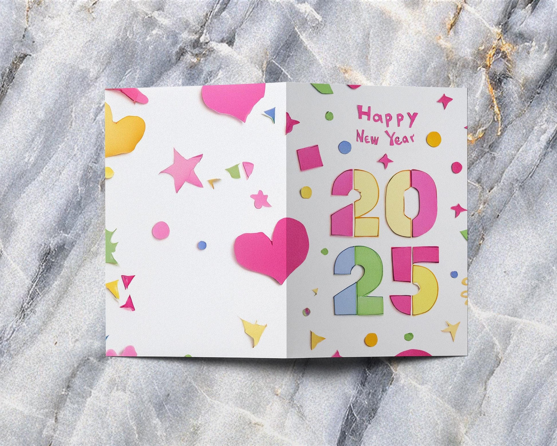 2025 Celebration Card Colorful New Year Design Festive Greeting Unique Art Print George Miller Handmade Modern