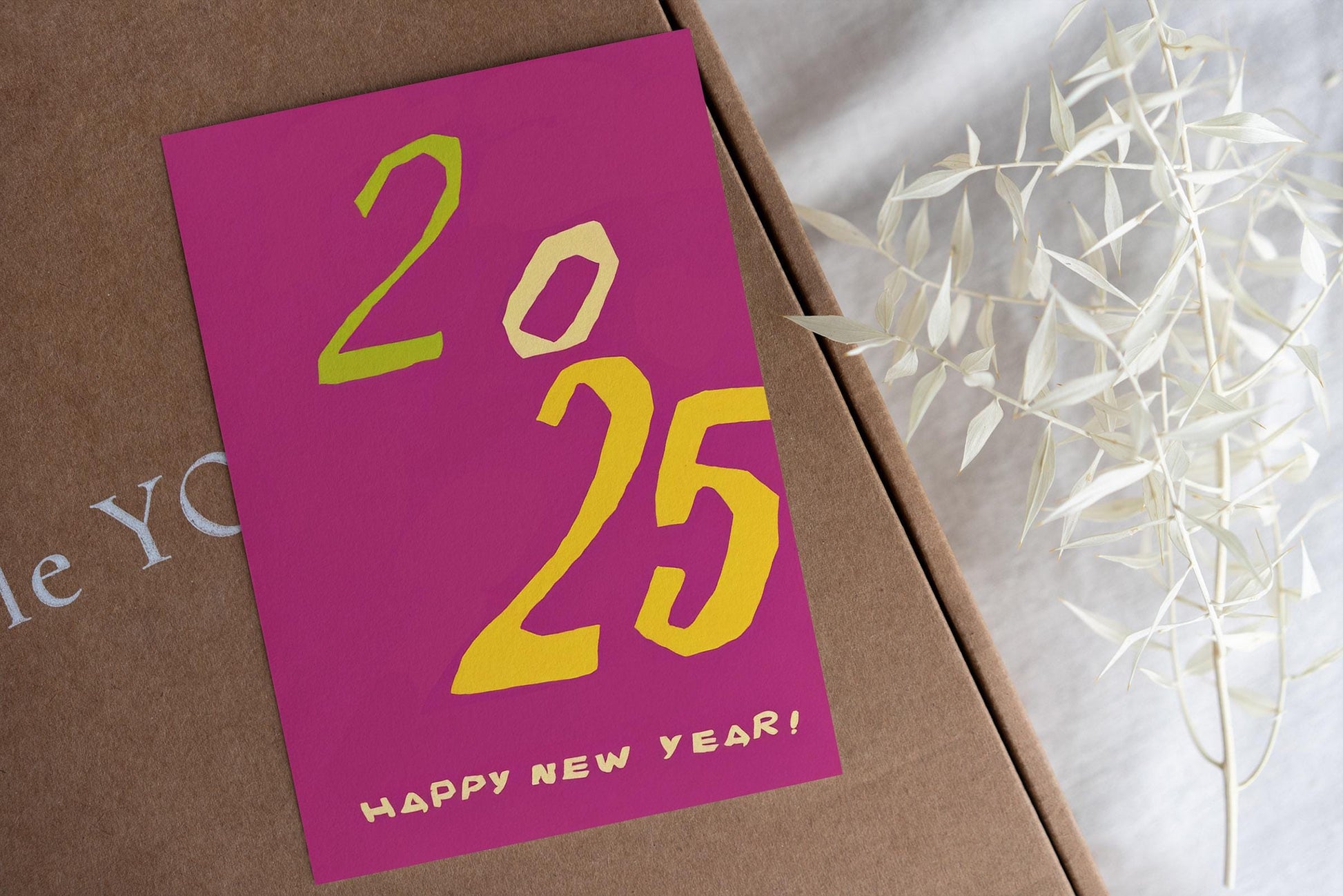 Bold Fuchsia 2025 Card | Modern New Year Art | Unique Greeting | George Miller Design