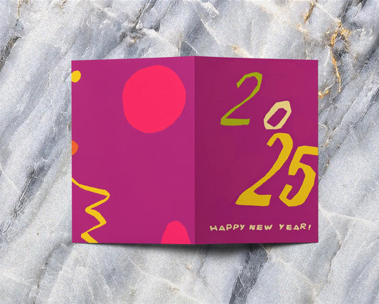 Vibrant New Year Card 2025 | Contemporary Artistic Greeting | George Miller Design | Colorful Print