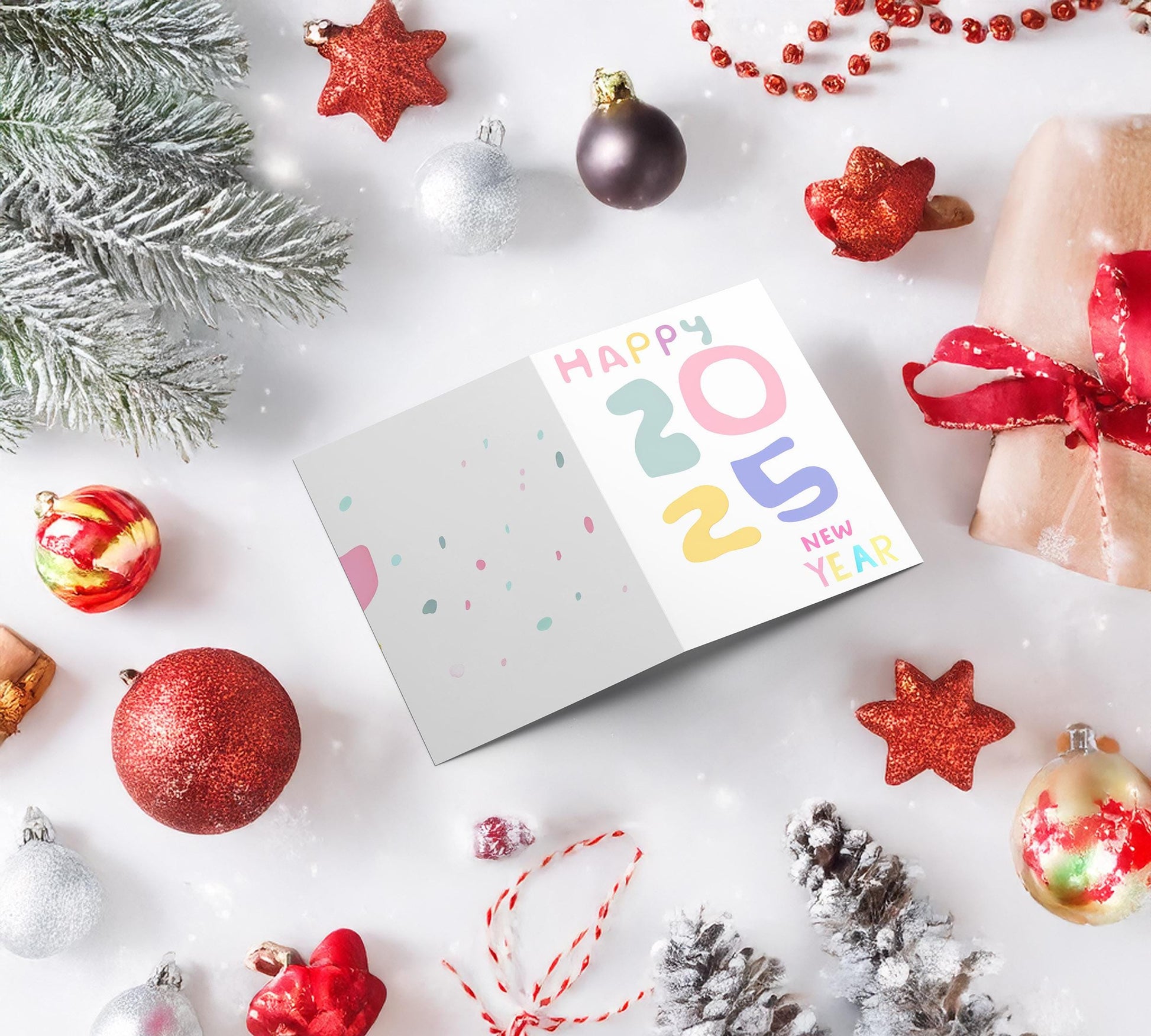 Colorful New Year Card | Cheerful 2025 Design | Playful Typography | Happy New Year Art