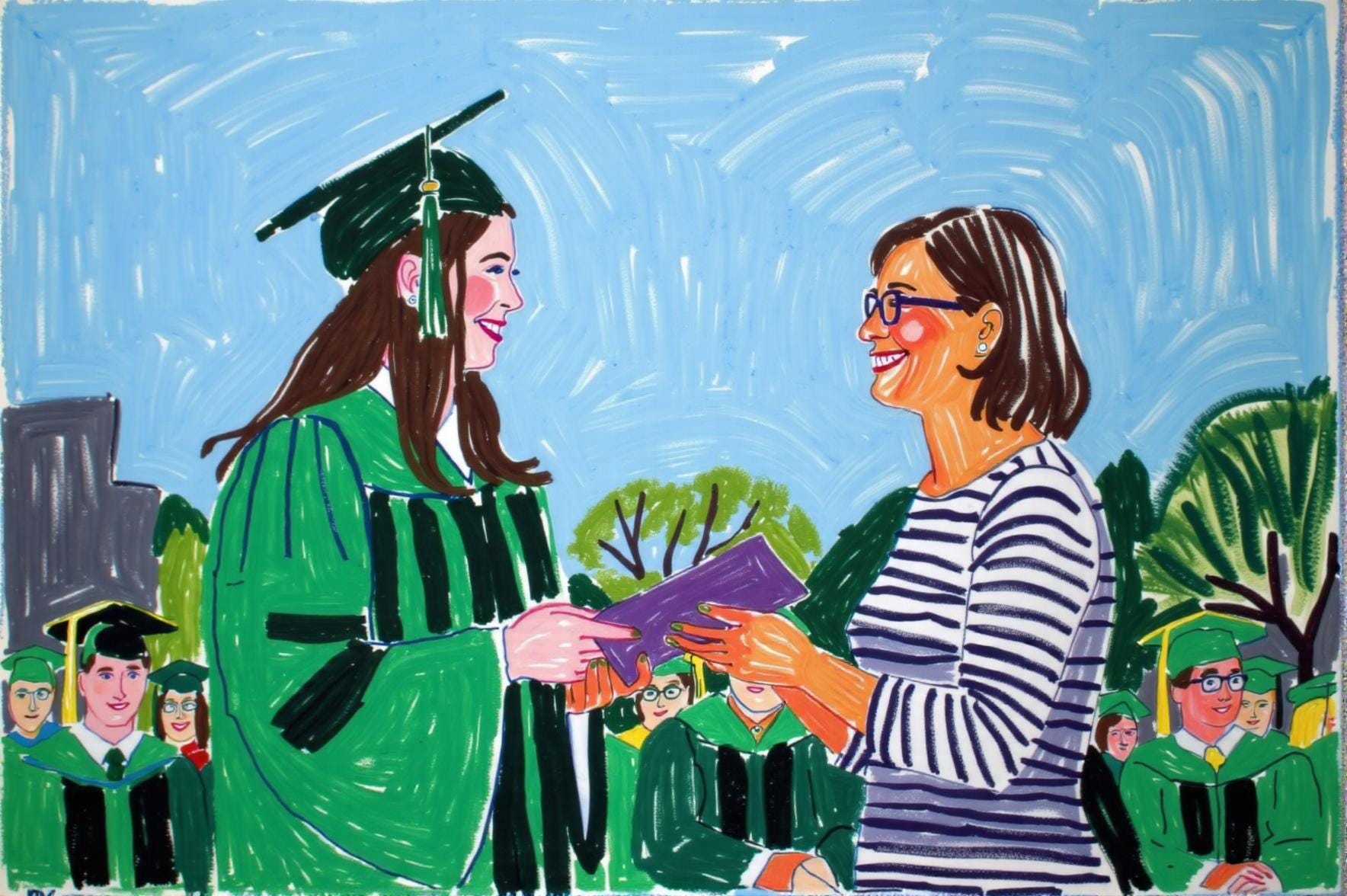 Custom Graduation Portrait - Digital Illustration from Picture Download