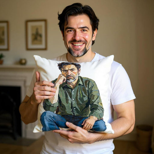 Personalized Oil Portrait Pillow - Handcrafted Thick Brush Look