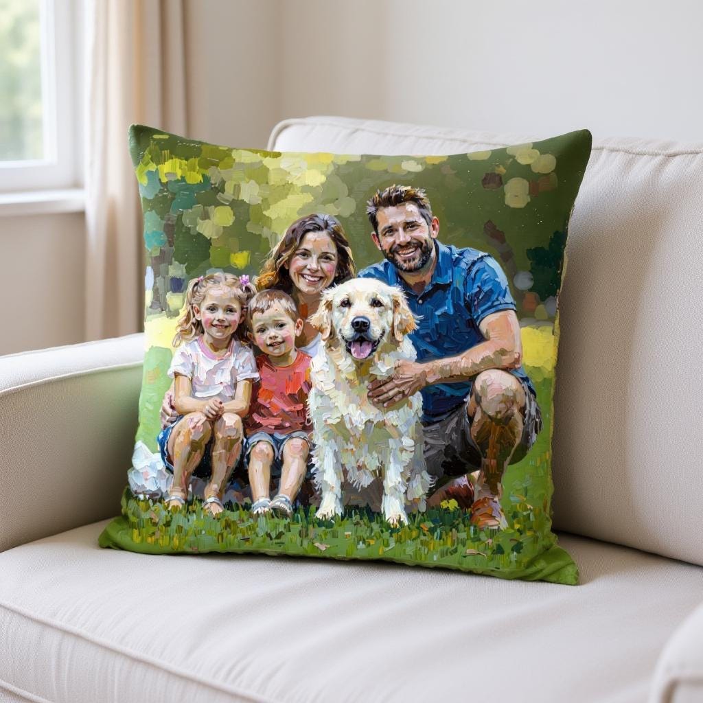 Handmade Custom Portrait Pillow – Faux Down Filled Keepsake