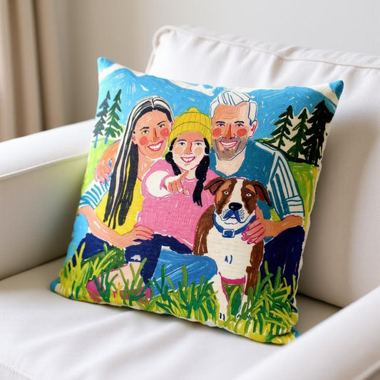 Hand Painted Family Keepsake Pillow – Hug-Ready Gift