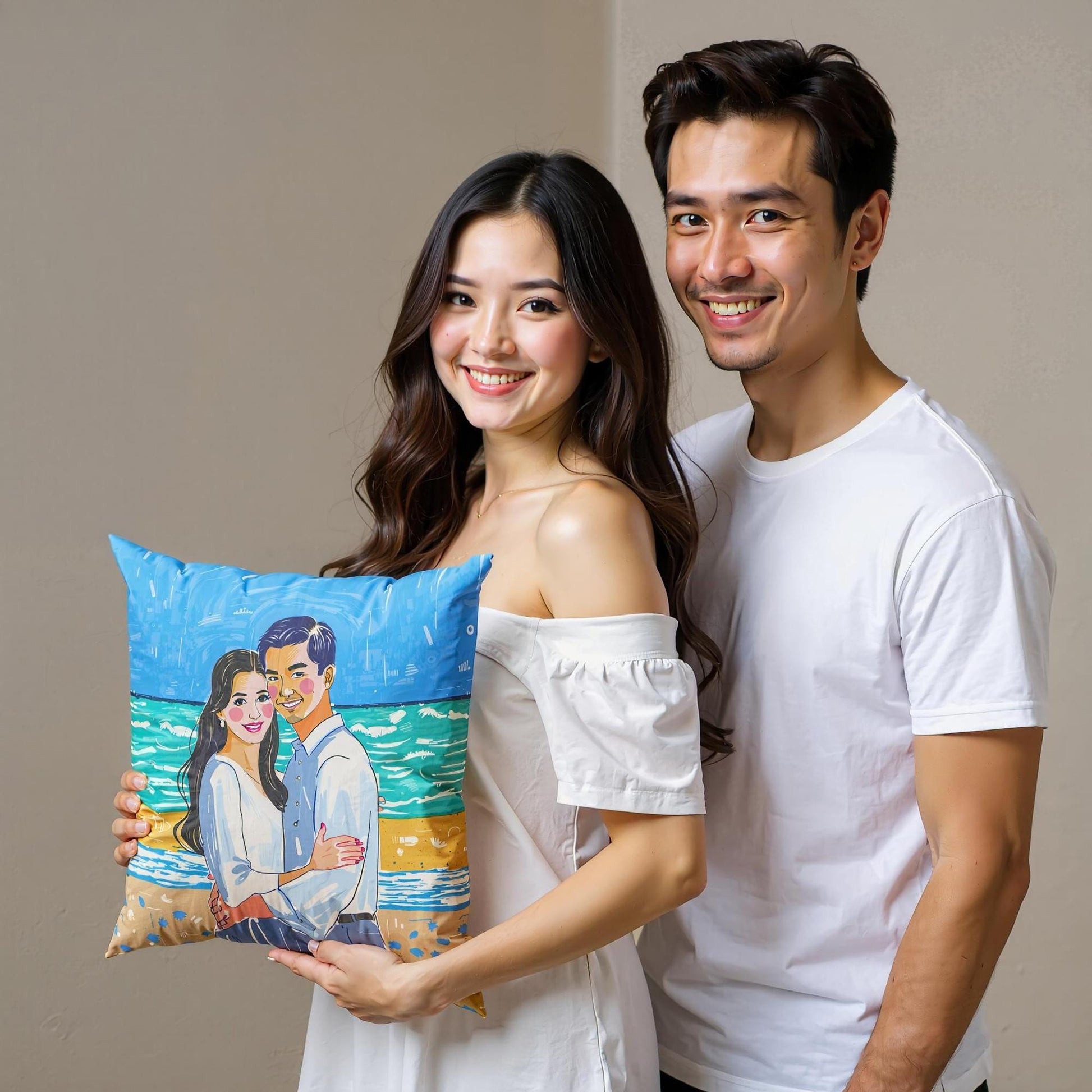 Colorful Custom Portrait Pillow – Double Sided Cushion