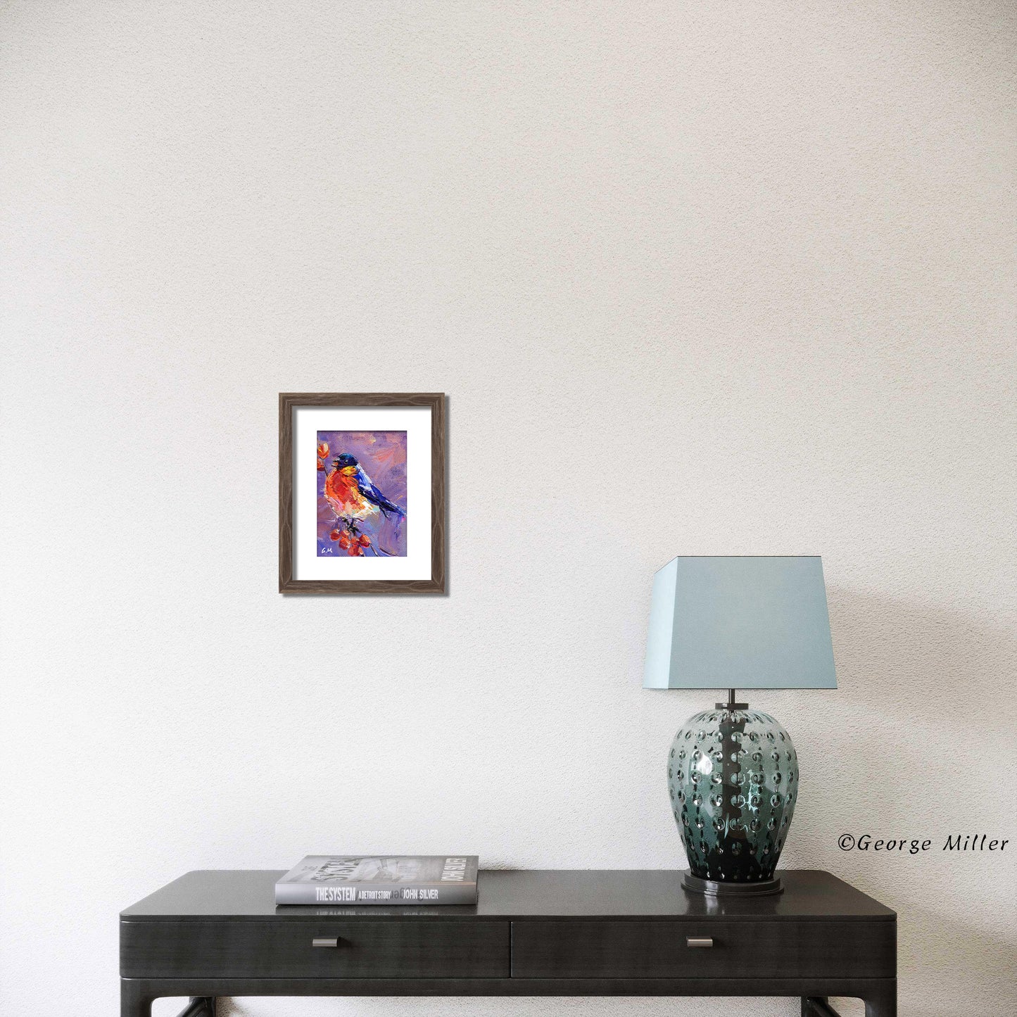 Original Bird Painting, Impasto Oil Painting, "Winter's Songbird" by George Miller