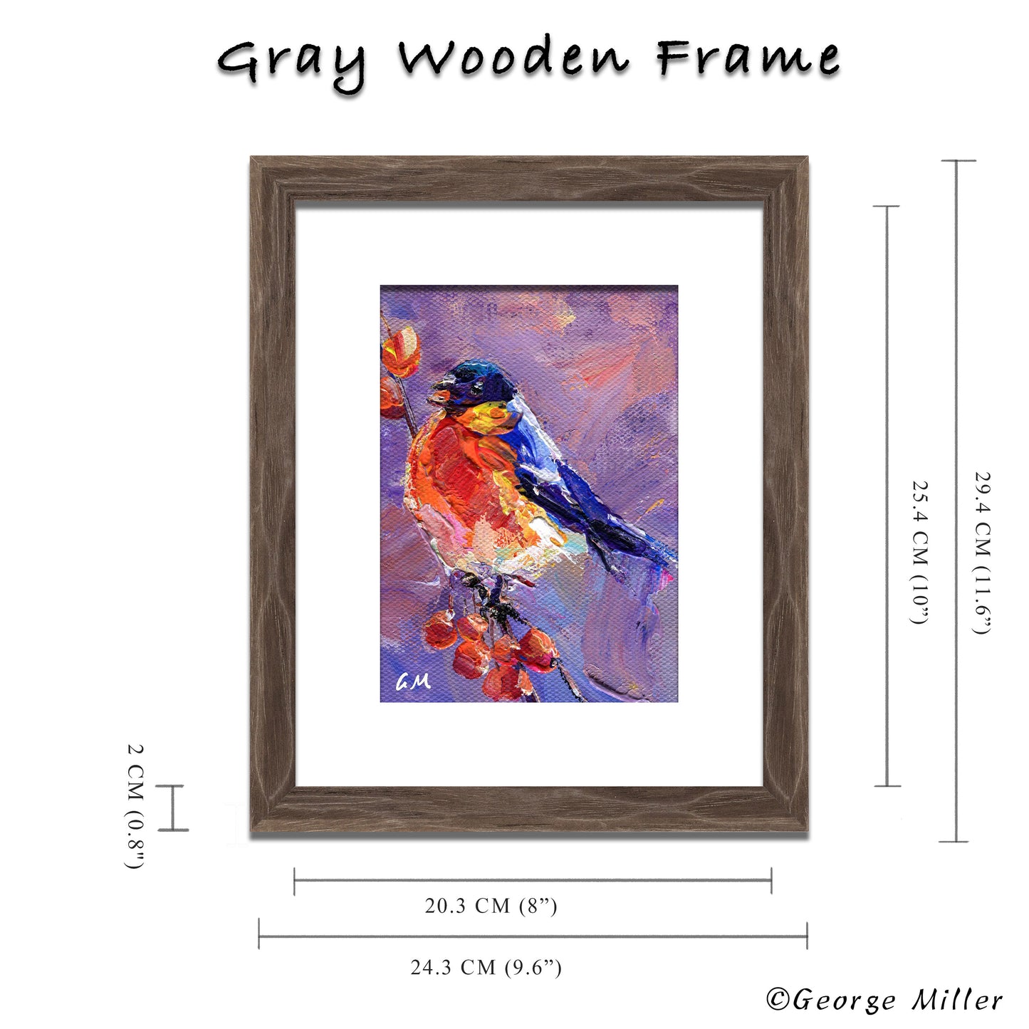 Original Bird Painting, Impasto Oil Painting, "Winter's Songbird" by George Miller