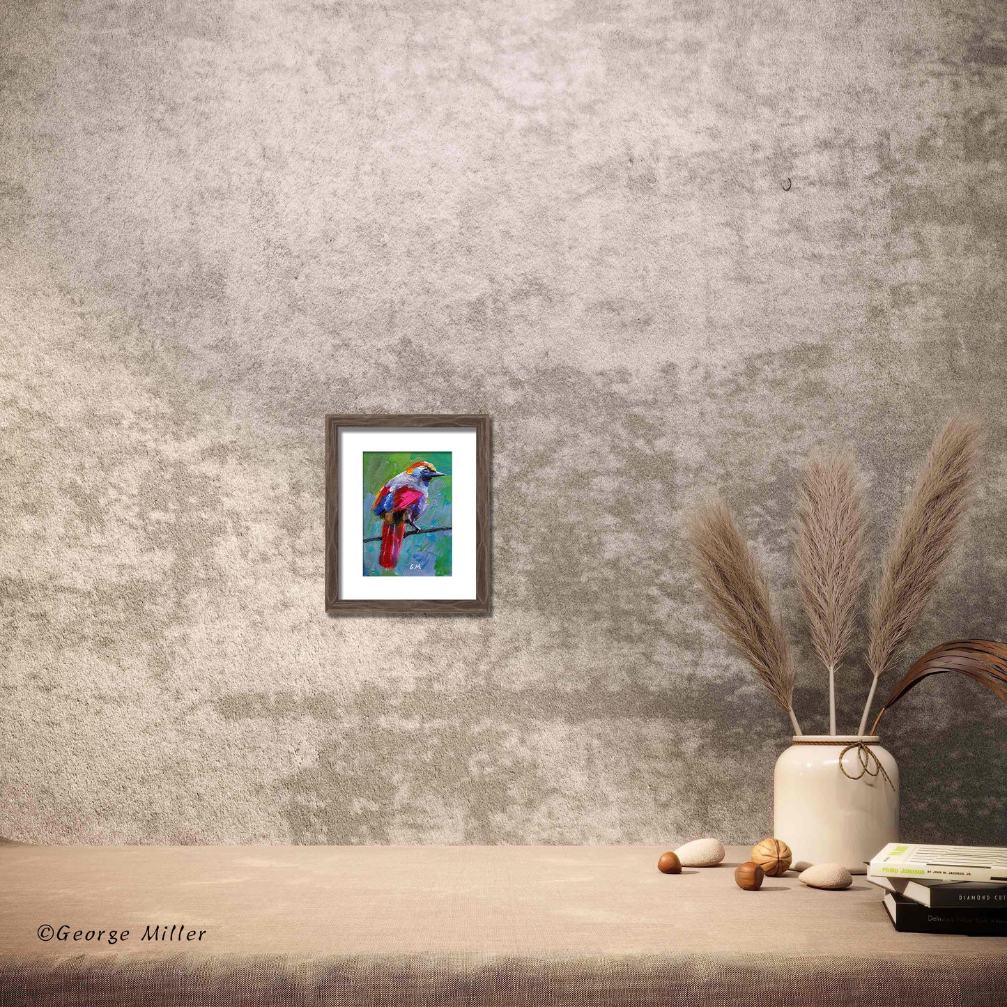 Original Bird Painting, "Tropical Serenade," Textured Impasto Art