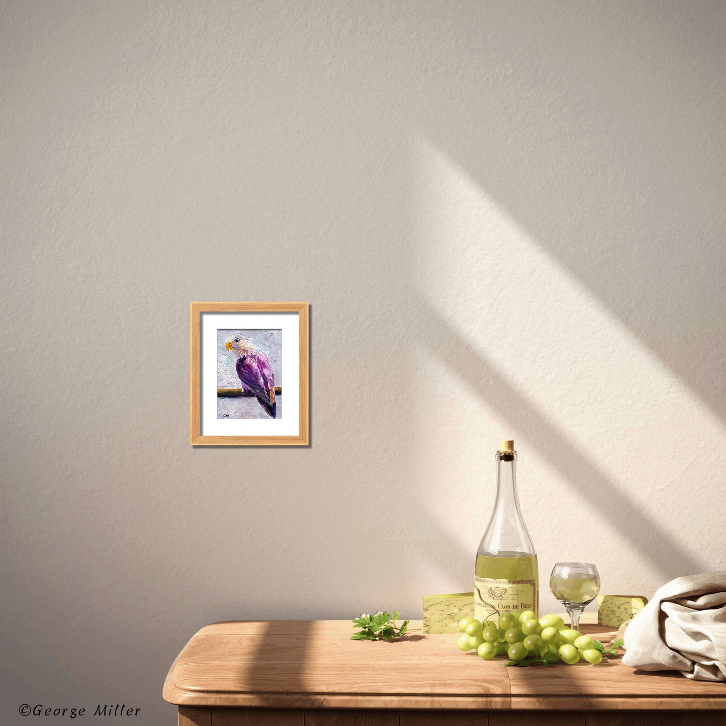 Purple Parrot in Repose, Original Oil Painting, Palette Knife Art, Textured Wall Art, Bird Lover Gift, Unique Home Decor