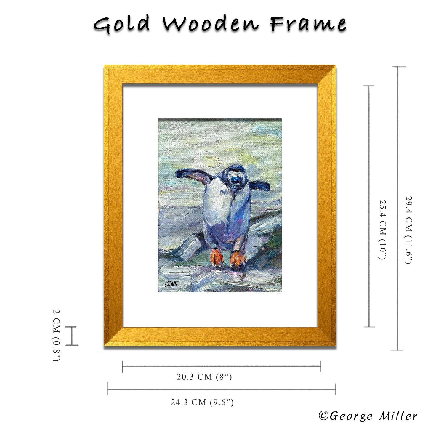 Original Penguin Painting, Impasto Oil Painting, "Penguin Pose" by George Miller