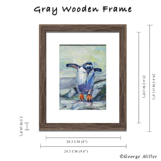 Original Penguin Painting, Impasto Oil Painting, "Penguin Pose" by George Miller