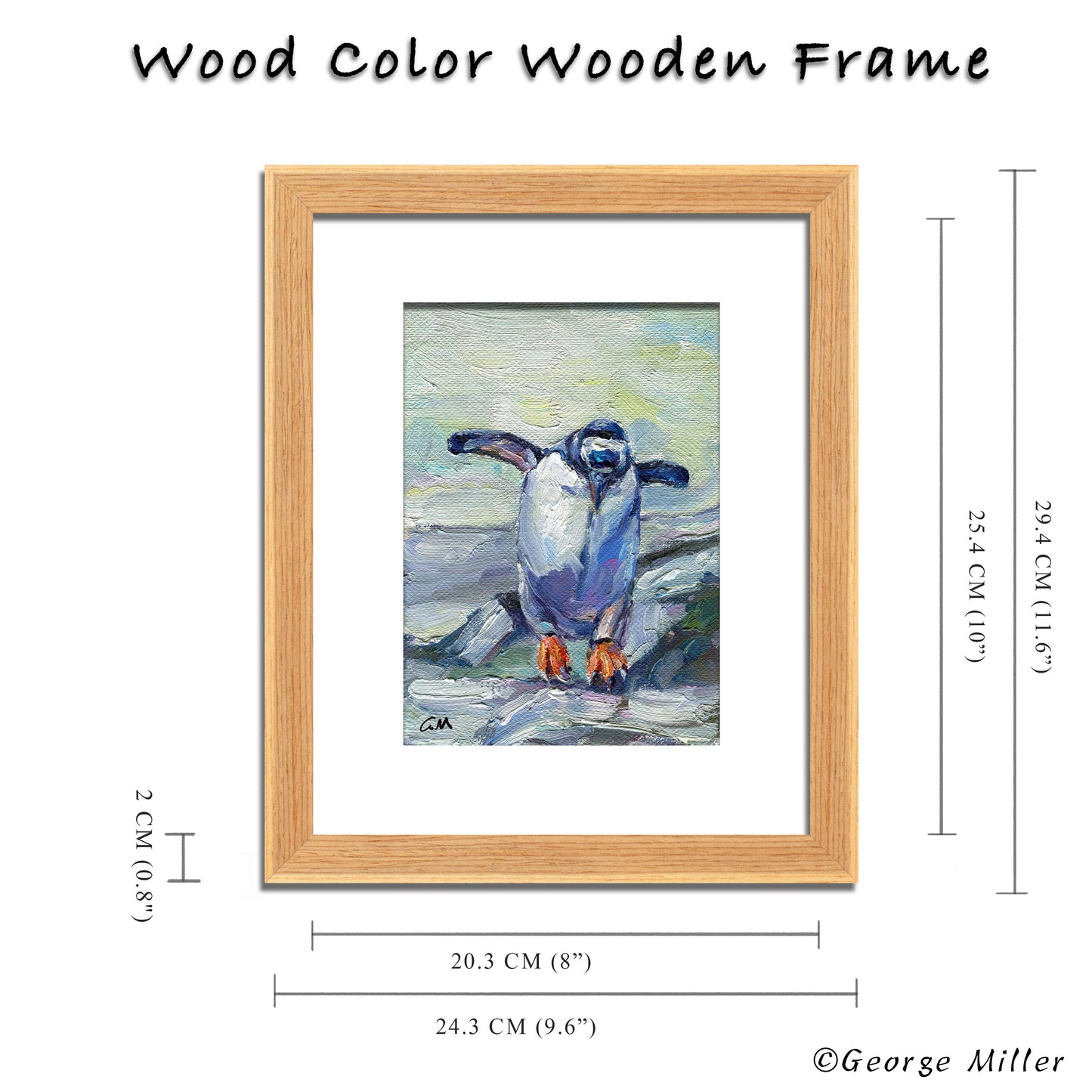 Original Penguin Painting, Impasto Oil Painting, "Penguin Pose" by George Miller