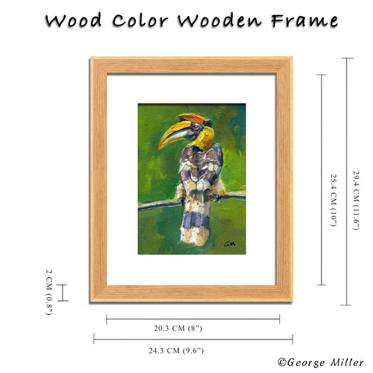 Modern Art European Wildlife Oil Painting Textured Woodpecker Portrait Contemporary Forest Scene