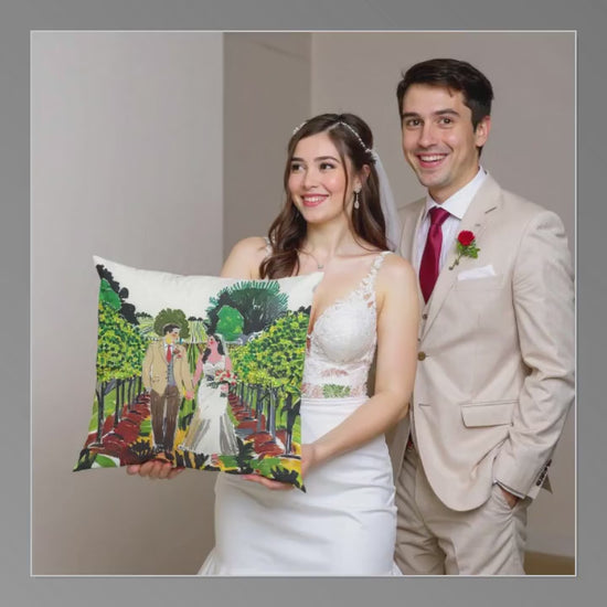 Custom Wedding Portrait Pillow | Hand-Painted Couple Illustration Gift | Wedding Memory Pillow | Custom Couple Illustration Gift