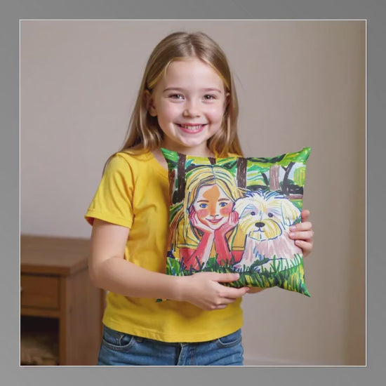 Custom Pet Portrait Pillow | Personalized Dog Cat Illustration Gift | Unique Family Keepsake | 2 Subjects