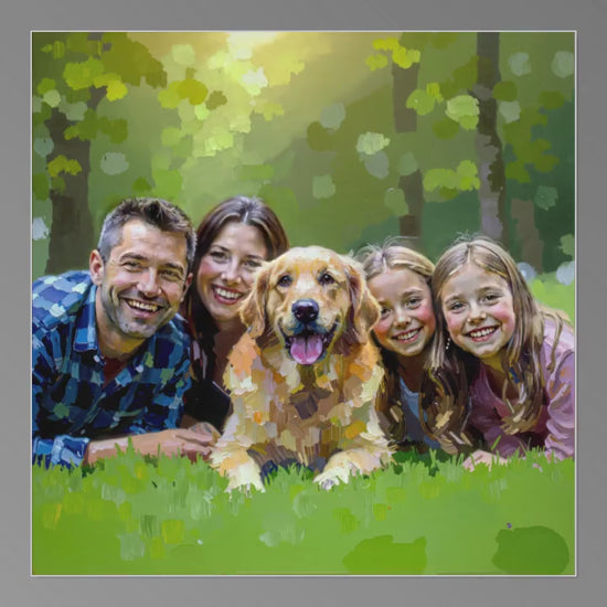 Custom Oil Thick Paint Family Portrait Canvas Print, Giclee Art - Personalized Family Portrait Canvas