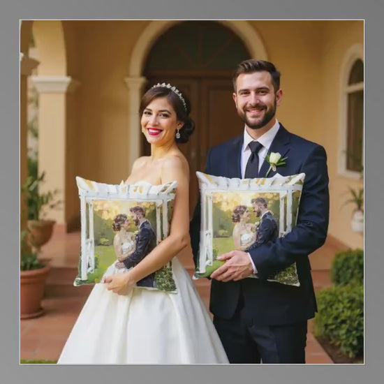Custom Wedding Portrait Pillow - Oil Painted Style from Photo - Couple Gift - Double-Sided Throw Pillow