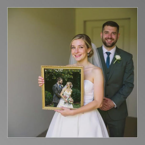 Custom Wedding Portrait Canvas Print | Oil Painting Style - Personalized Wedding Couple Canvas Art | Giclee Printing