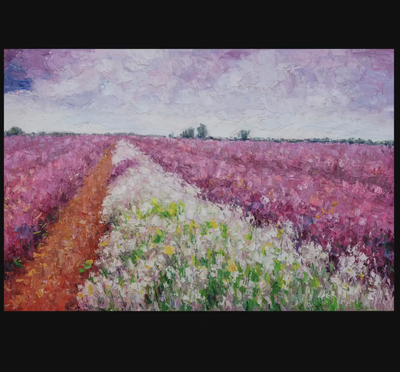Bring the Outdoors Inside with this Handmade Flower Field Oil Painting, Ready-to-Hang on Your Wall