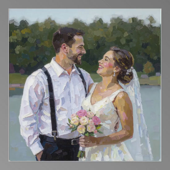 Custom Wedding Portrait from Photo - Digital Impasto Oil Painting Style - 2 People - Fast 1 Day Delivery - Unique Anniversary Gift