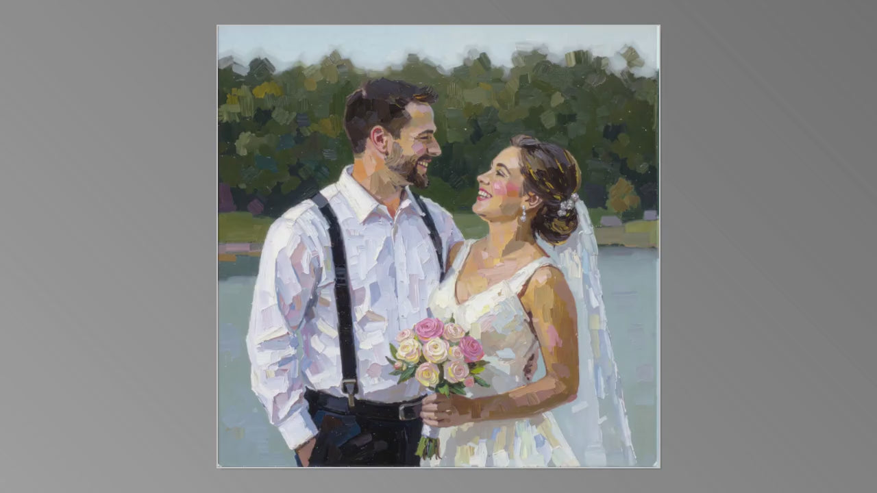 Custom Wedding Portrait from Photo - Digital Impasto Oil Painting Style - 2 People - Fast 1 Day Delivery - Unique Anniversary Gift