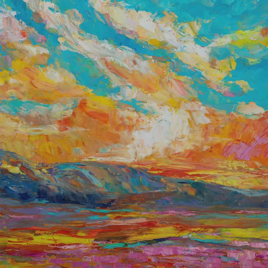 Landscape Painting - Vibrant Desert Sunrise - Contemporary Art - Original Impressionist Style