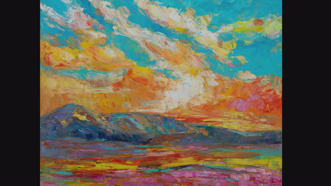 Landscape Painting - Vibrant Desert Sunrise - Contemporary Art - Original Impressionist Style