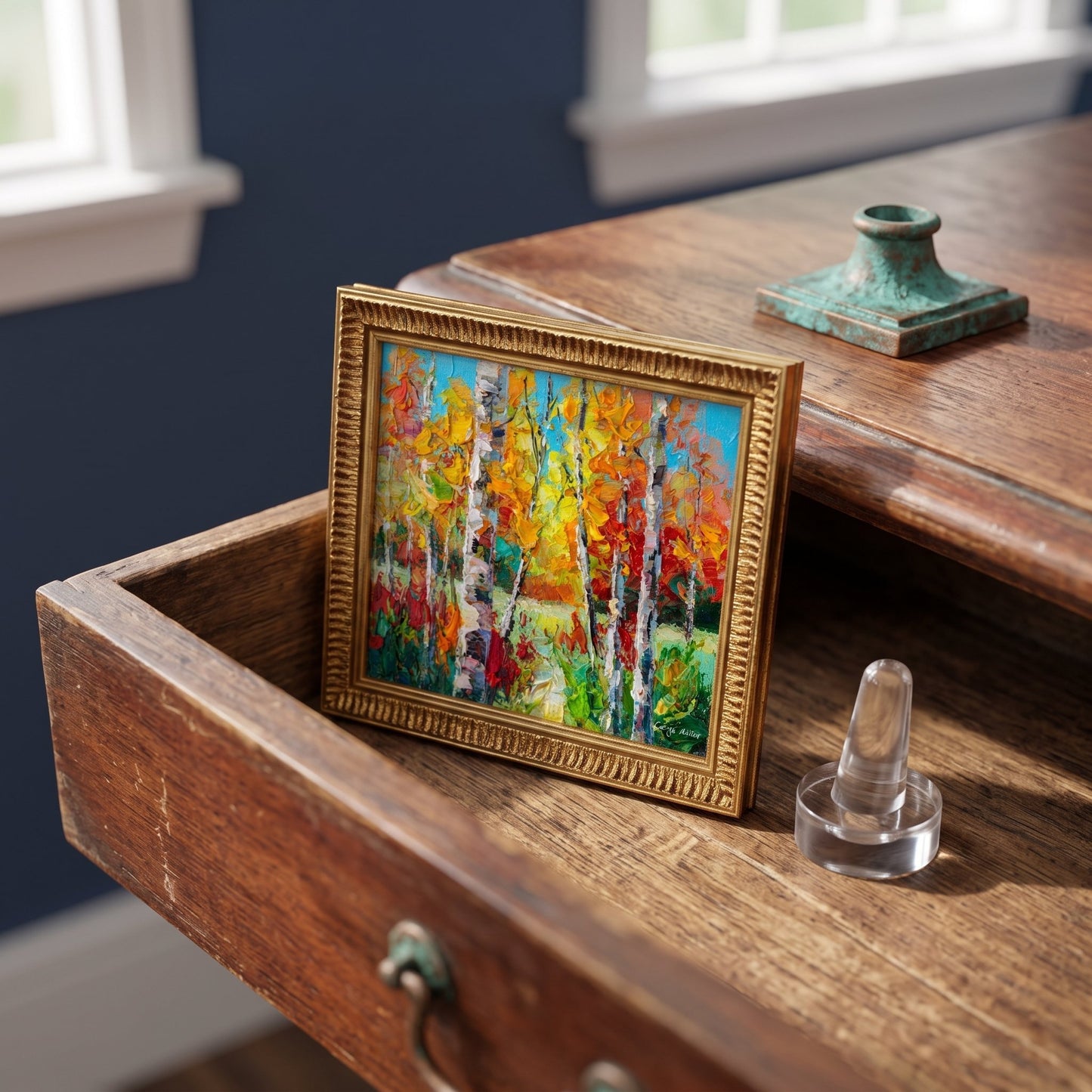 RusticFarmhouseStudy — VibrantImpressionistLandscapeAddsAutumnWarmthAndArtisticFocus