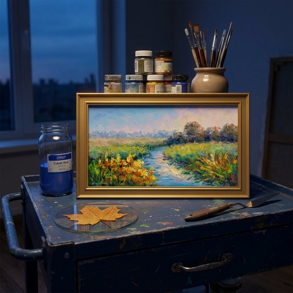 Artist's Studio — Original Impressionist Landscape Elevates Creative Space with Vibrant Colors and Natural Serenity