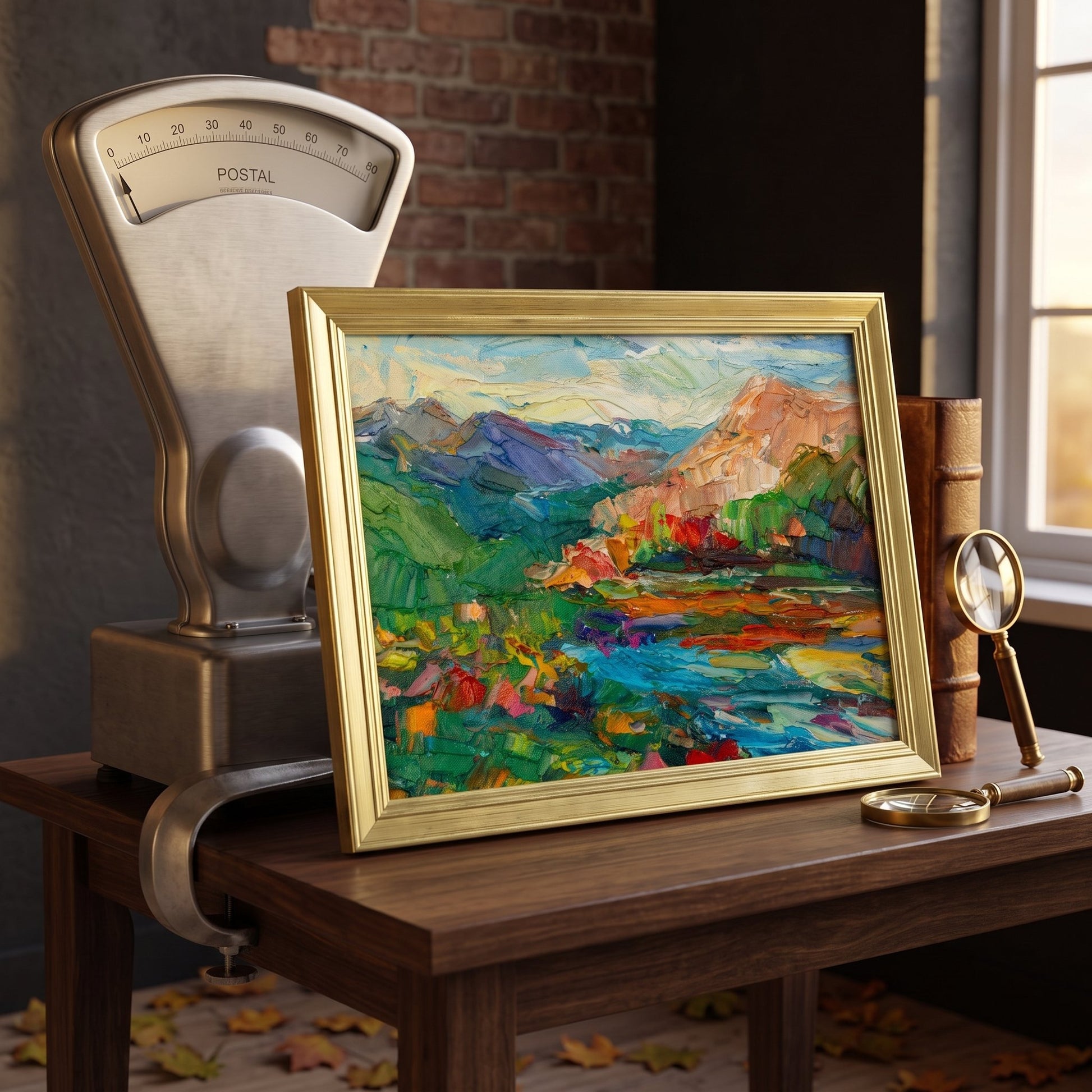 Rustic Farmhouse Study — Original Impressionist landscape elevates vintage decor with vibrant colors and textured brushwork