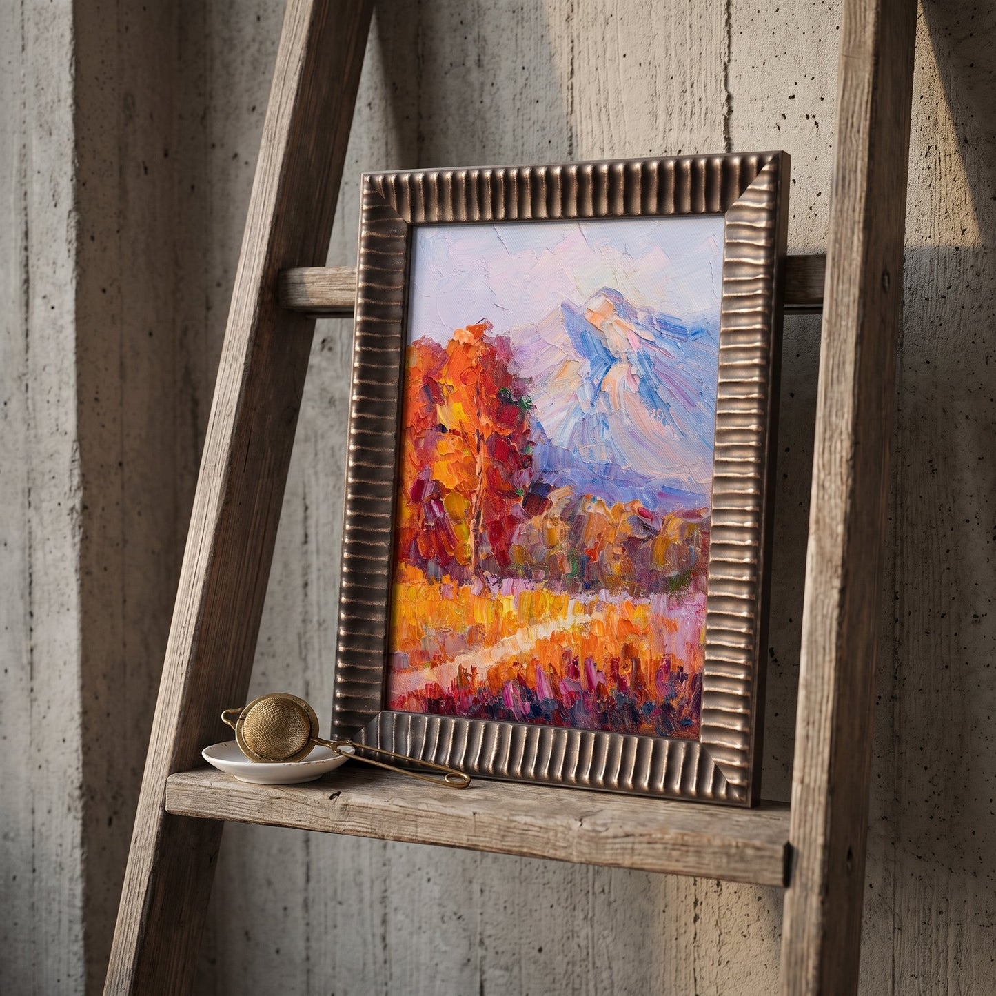 IndustrialLoftLivingRoom — VibrantImpressionistLandscapeAddsWarmthAndDepthToMinimalistSpace