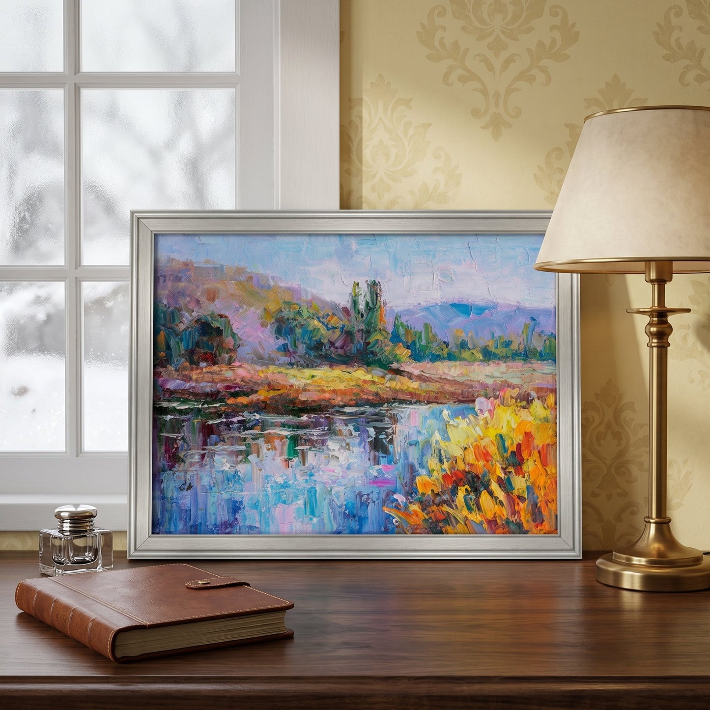 Traditional study — vibrant Impressionist landscape transforms the space with color and serenity