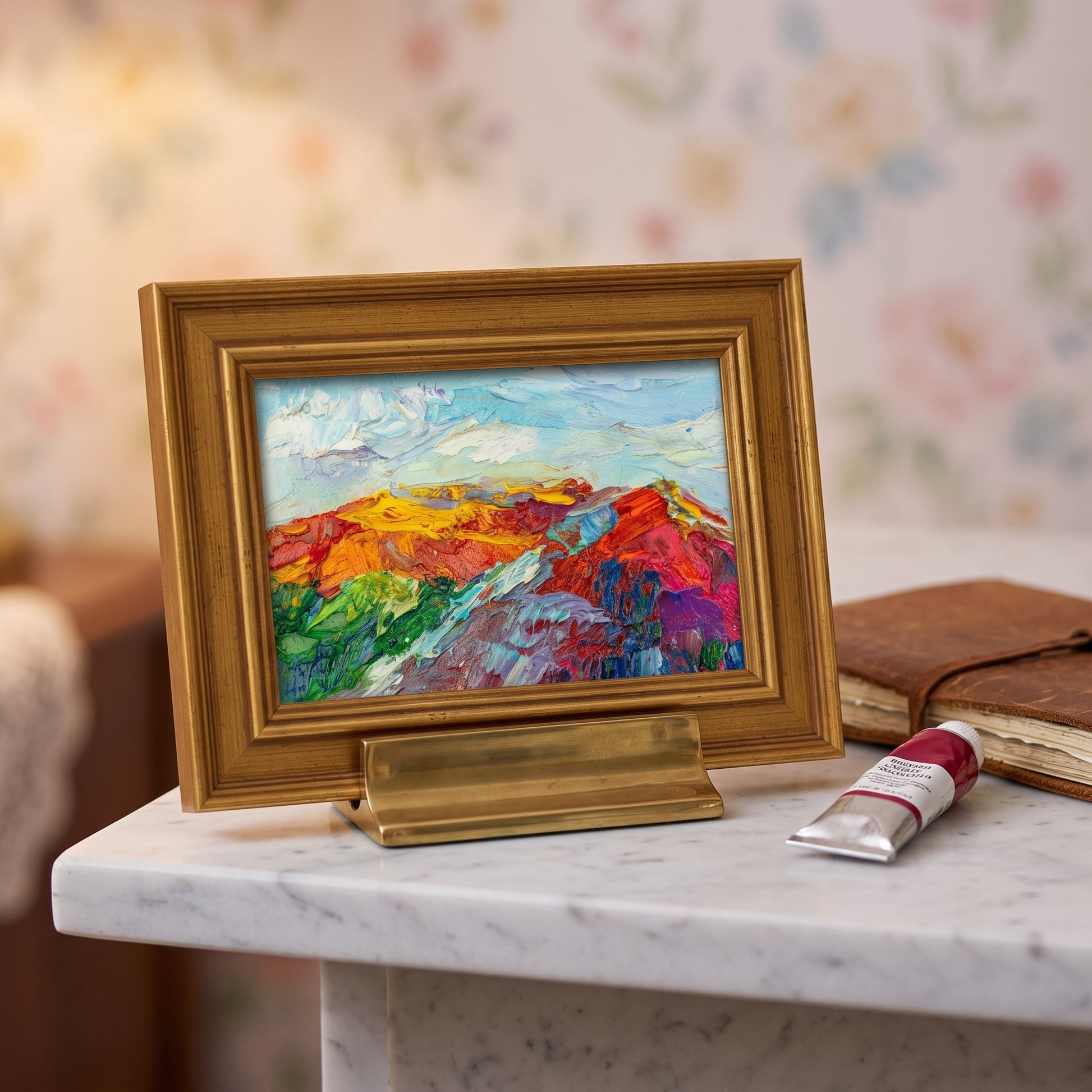 Vintage study — vibrant expressionist landscape painting adds bold color and artistic energy to the space