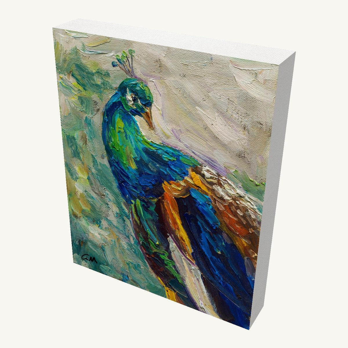 Impasto Peacock Portrait by George Miller for Nature Art Lovers