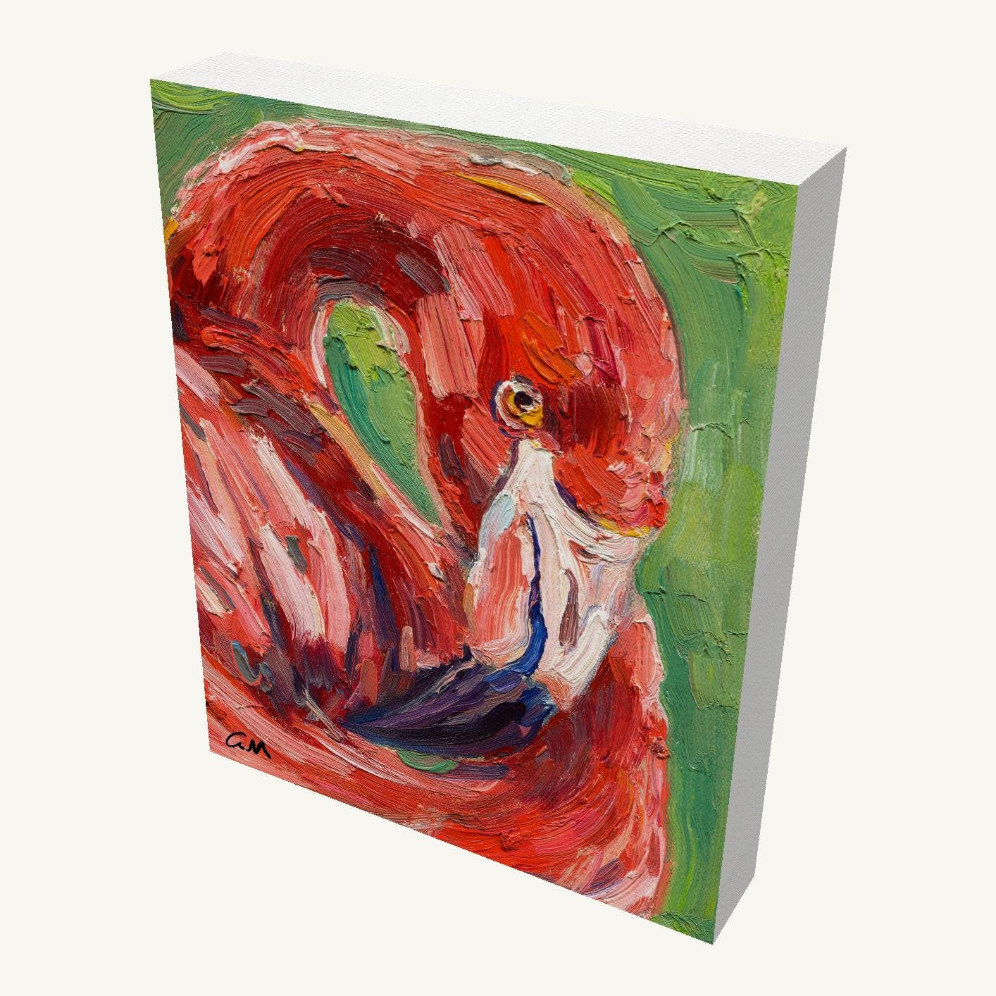 Hand-Painted Flamingo Portrait — 8×10 in Statement Piece