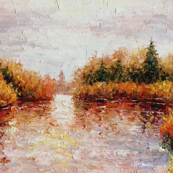 Oil Painting Landscape, Living Room Decor, Large Wall Art Painting, Autumn Landscape Painting, Palette Knife Painting, Modern Oil Painting