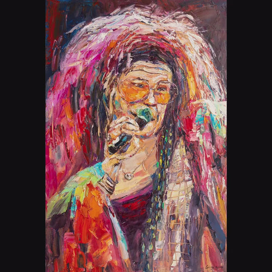 Oil Painting Janis Joplin Singing Jazz Music,  Large Canvas Painting, Original Art, Living Room Art, Abstract Canvas Art, Modern Painting